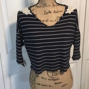 Forever 21 navy blue striped shirt